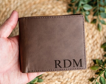 Cartera de cuero personalizada Cartera de hombre Carteras de cuero personalizadas para hombre Regalo para esposo Regalo para él Regalo personalizado para billetera de hombre