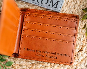 Cartera de cuero personalizada Cartera para hombre Carteras personalizadas de cuero para hombres regalo para el regalo del marido para él Regalo personalizado para la cartera de los hombres