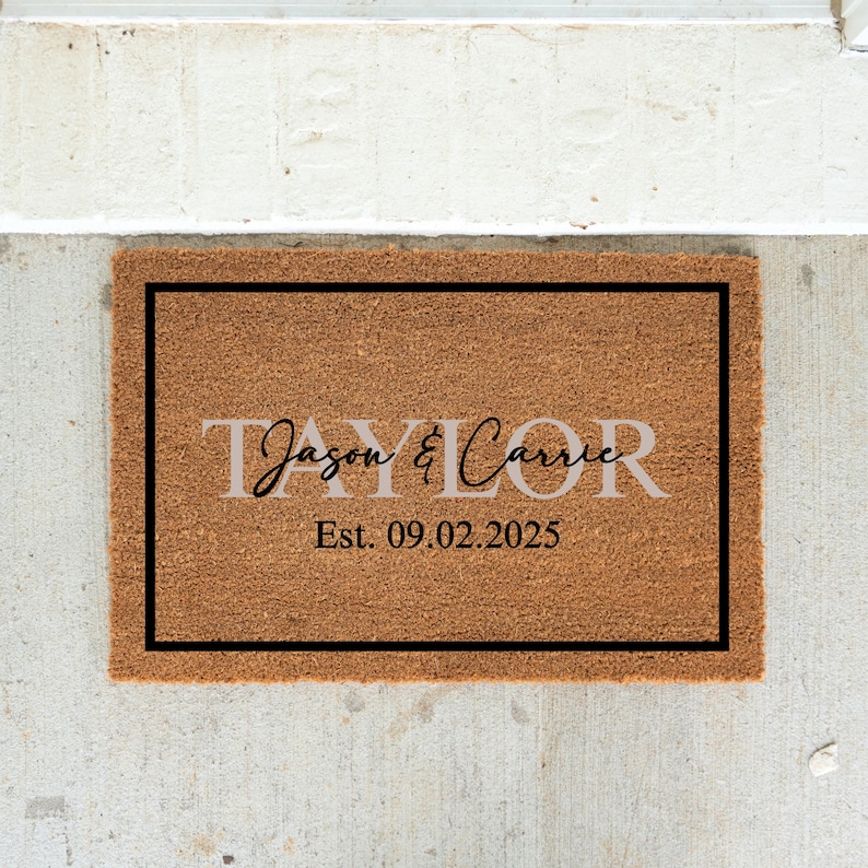 Personalized Wedding Gift Last Name Doormat Family Name Door Mat Custom Door Mat Anniversary Couple Gift Personalized Welcome Mat Newlyweds