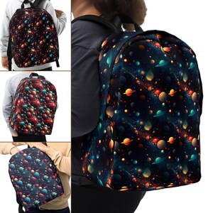 Thème HD de l'espace extra-atmosphérique motif planète Med sac à dos unisexe coloré lune cartable d'école enfant céleste impression minime sac à dos pour ordinateur portable