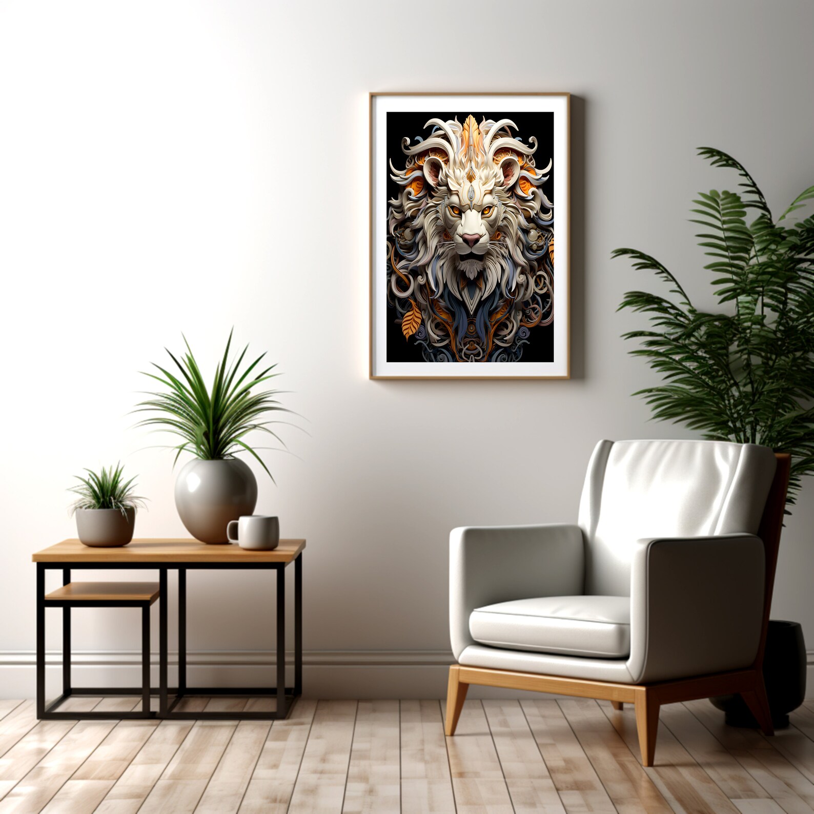 Regal Lion Head Wall Art Print PNG File Digital Download Majestic Lion ...