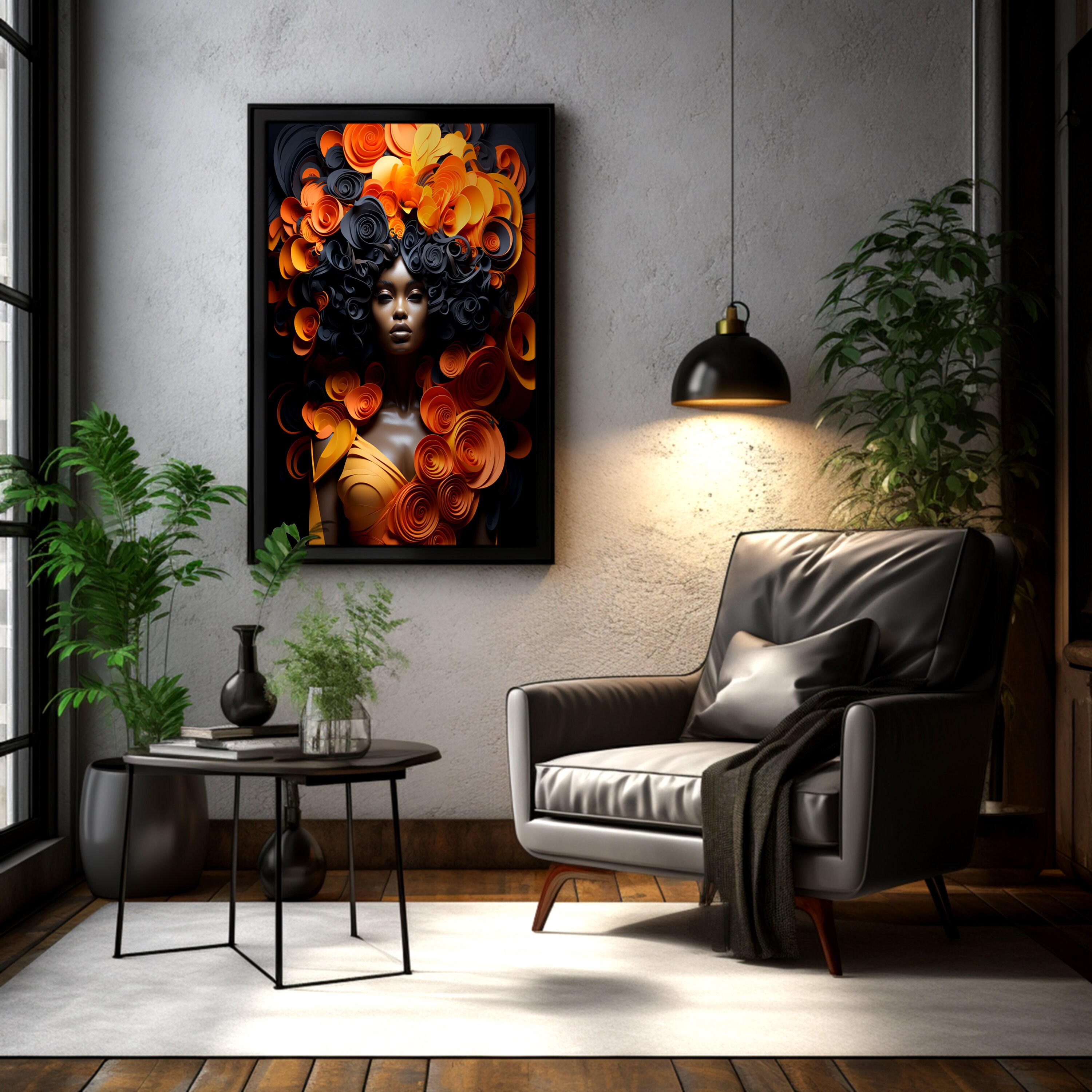 Black Woman Wall Art Print HD Digital Download Colorful Floral Home ...