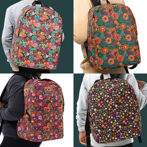 Vintage motif floral imprimé sac à dos pour ordinateur portable sac à dos pour ordinateur portable style floral classique pour tous les jours cartable mignon art botanique design