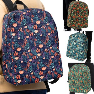 Seamless Botanical Theme Pattern All Over Print Everyday Backpack Multicolor Floral Design Laptop Backpack Cute Flower Style School Book Bag
