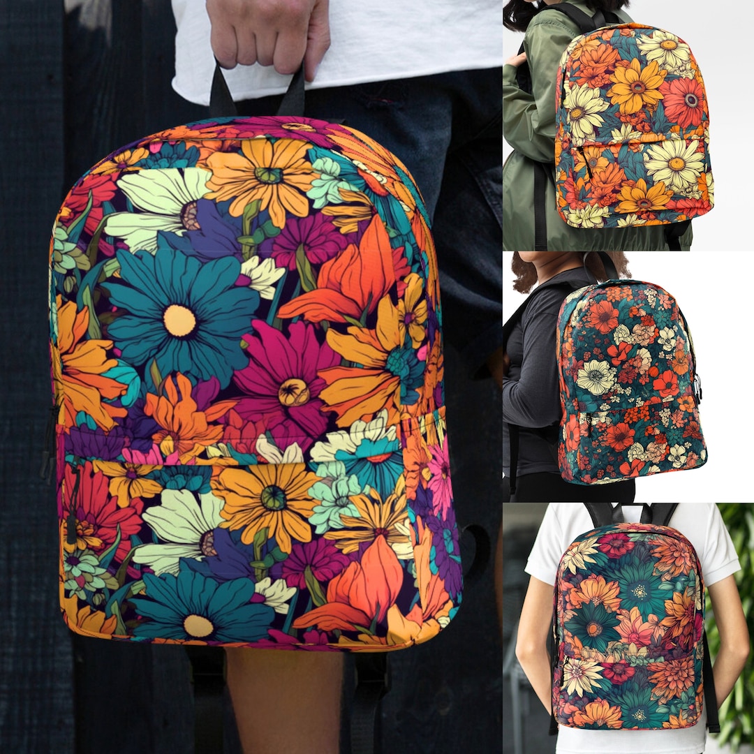 Consuela Red and Yellow Backpack with Bold Floral Design Consuela Backpack Sam – Rhinestone Angel main image 3