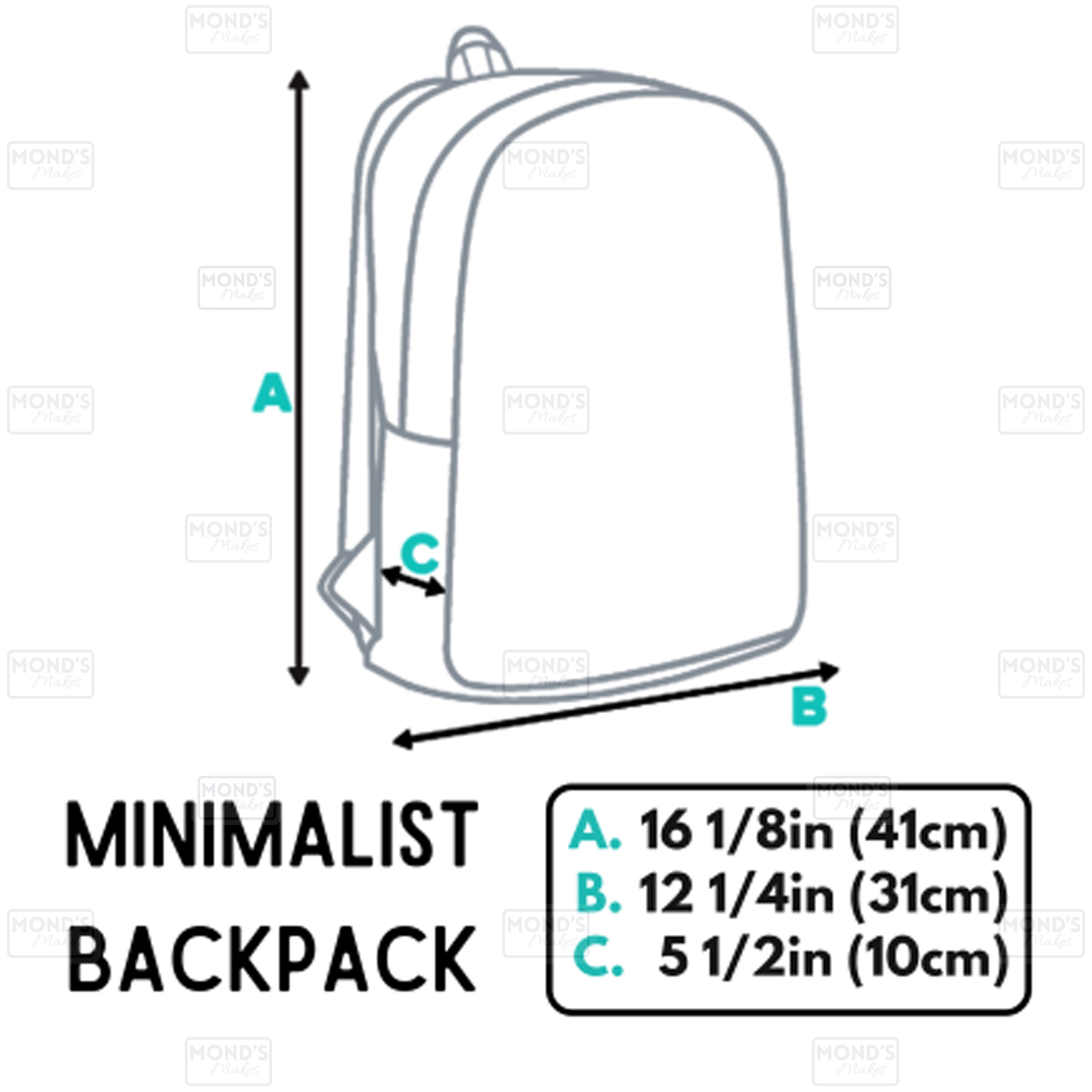 Printful All Over Print Backpack Imperial Size Guide PNG Set Instant ...