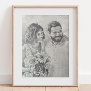 custom 5x7 pencil drawing personal artwork portrait hand drawn art from photo realistic graphite drawing personal gift made to order art