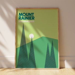 mount rainier print national park poster hiking wall art mount rainier national park poster mt rainier print travel artwork