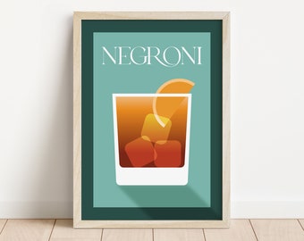negroni wall art bar cart artwork cocktail poster campari home decor mixology print mixology artwork cocktail art instant download
