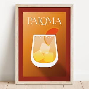 paloma wall art cocktail poster bar cart wall art tequila print paloma home decor mixology artwork cocktail art paloma instant download