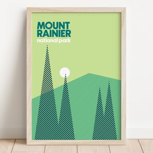 Mount Rainier National Park Wall Art Mount Rainier Poster National Park Home Decor Mount Rainier téléchargeable impression voyage illustration