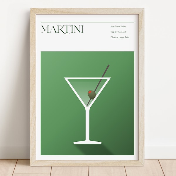 martini digital print mixology wall art bar cart poster martini recipe home decor martini cocktail wall art mixed drink poster martini