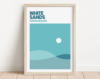 arenas blancas arte de pared digital parque nacional cartel viaje decoración del hogar arenas blancas parque nacional impresión digital viaje por carretera arte arenas blancas np