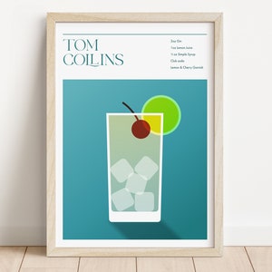 tom collins cocktail print mixology downloadable artwork bar cart wall art tom collins cocktail poster mixology digital download print