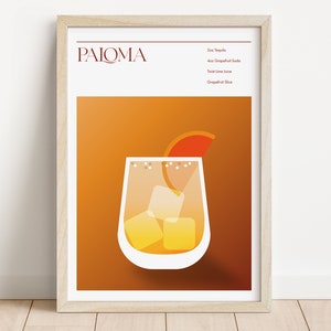 paloma artwork bar cart print cocktail wall art tequila home decor paloma poster mixology artwork cocktail art instant download