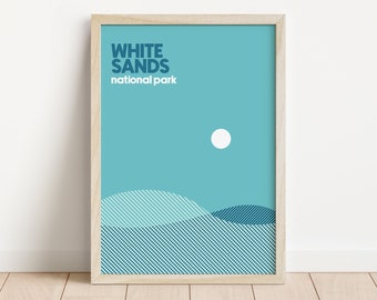 cartel digital de arenas blancas parque nacional pared arte viaje decoración del hogar arenas blancas arte del parque nacional arenas blancas np impresión digital senderismo