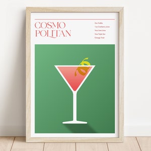 cosmopolitan wall art mixology digital poster cocktail printable wall art cosmopolitan recipe home decor cocktail artwork digital download