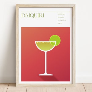 daiquiri poster cocktail wall art mixology printable wall art daiquiri bar cart artwork digital download cocktail home decor mixology