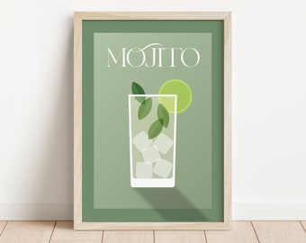 mojito arte della parete mixology decorazioni per la casa mojito poster mojito cocktail artwork mojito bevanda mista stampa bar carrello poster download digitale