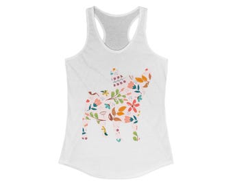 Floral French Bulldog Racerback Tank Top, Frenchie Lover Gift