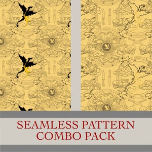 Gold Dragon Wing Seamless Pattern: Book Inspired Fabric Print (Digital File)