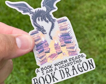 Hoarding Book Dragon - Waterproof - Bookish Sticker