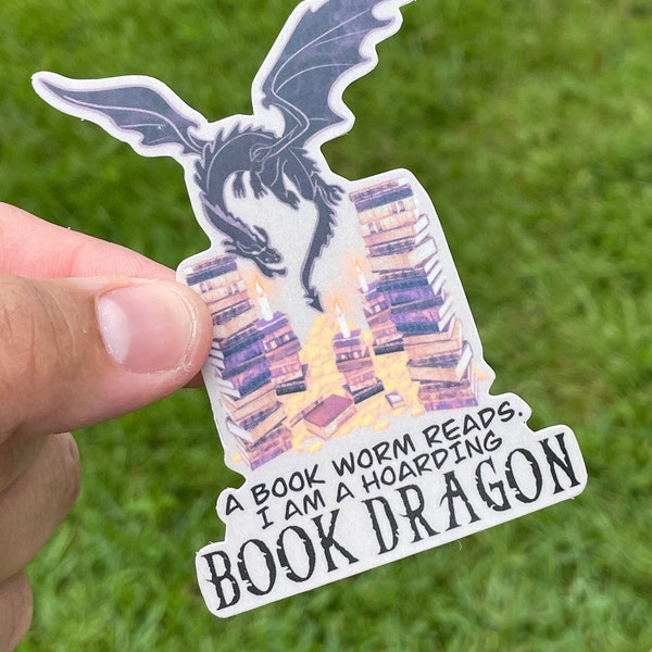 Hoarding Book Dragon - Waterproof - Bookish Sticker