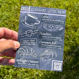 Legendary Lattes Menu - Waterproof - Legends & Lattes Menu Inspired, 10 piece, Sticker Sheet