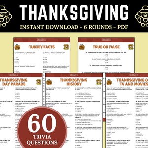 Thanksgiving Trivia Game | Printable Thanksgiving Trivia Questions | Thanksgiving for Family | Friendsgiving Quiz | Thanksgiving Party Game