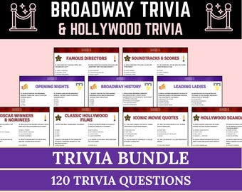 Broadway Musicals and Hollywood Movies Trivia Game | Printable Theatre & Film Game | Questions for Music Lovers | Fun Showbiz Trivia Quiz