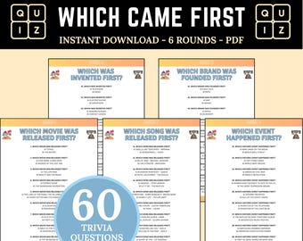Which Came First Trivia Game | Printable Party Quiz | Summer Trivia Game | Guess Which Came First Quiz | Game for Kids & Adults | Music Quiz