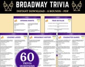 Broadway Musicals Trivia | Printable Trivia Game | Music Trivia Night Questions | Broadway Quiz | Test Your Musical Knowledge | Print & Play