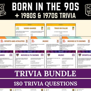 Born in the 90s Trivia | Born in the 80s Quiz | Born in the 70s Trivia Bundle | Printable Decades Game | Fun Birthday Game | Throwback Quiz
