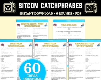 Sitcom Catchphrases Trivia Game Printable | Funny TV Show Quotes Quiz | Television Trivia Questions for Adults | Fun Game Night Activity