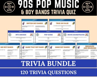 1990s Pop Music Trivia & Boy Bands Trivia | Born in the 90s Party Game | Guess the Song Lyrics | Printable Pop Music Quiz | Nostalgia Music