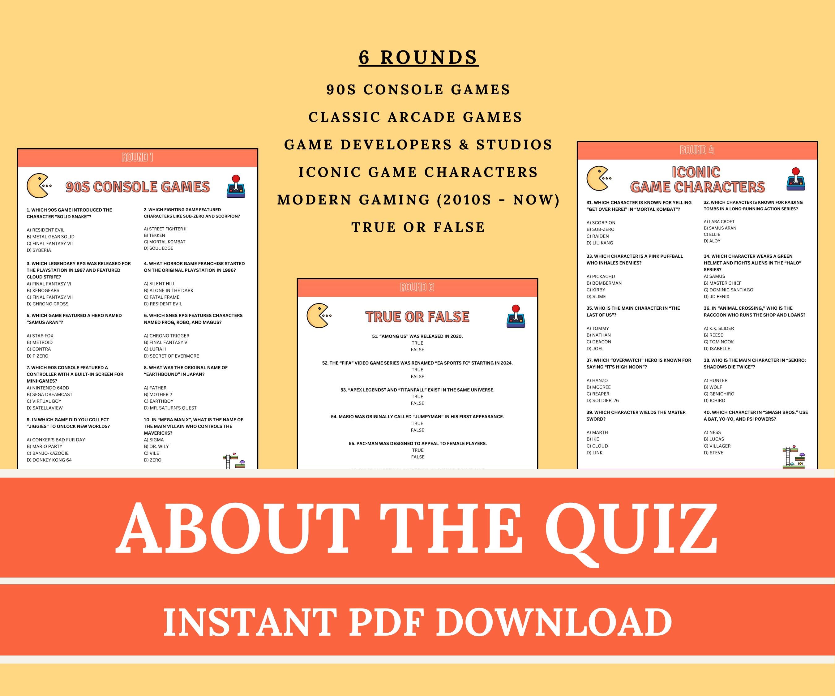 Video Game Trivia Game | Printable Video Gaming Party Trivia Game | Fun ...