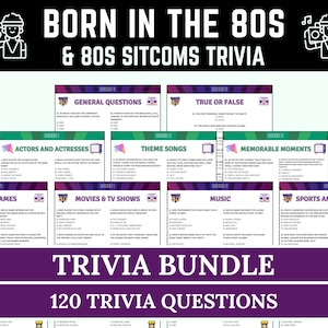 Born in the 80s Trivia & 80s Sitcoms Trivia Bundle | Printable Retro 80s Quiz | Nostalgia Game | 80s Party Game | 80s Fun Facts Quiz