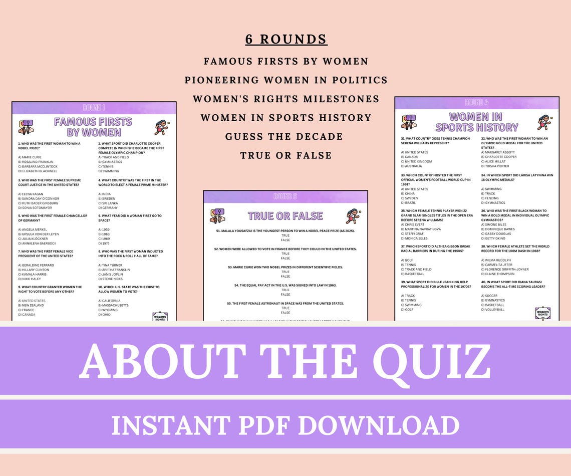 Trivia Master Female Women’s History Trivia Game | Printable International Women’s Day ...