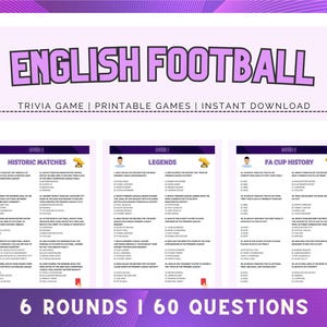 English Football Trivia | Printable Football Quiz Game | Football Fans Game | Premier League Quiz | Football Logos Quiz | Fun Football Facts