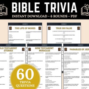Bible Trivia Games | Church Games | Sunday School Games | Bible Games for Church | Christian Games Printable | Fun Bible Activities & Quiz