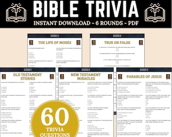 Printable Bible Trivia Games for Church Groups | Fun Christian Quiz for Adults & Kids | Sunday School Activities | Bible Study Questions