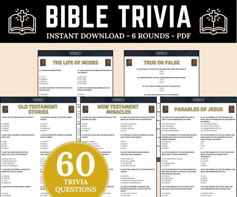 Printable Bible Trivia Games for Church Groups | Fun Christian Quiz for ...