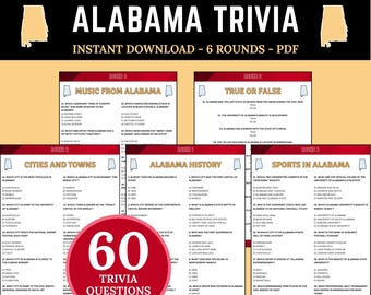 Fun Alabama Quiz Printable | US States Trivia for Adults & Kids | Alabama Geography and History Questions | USA Family Learning Game