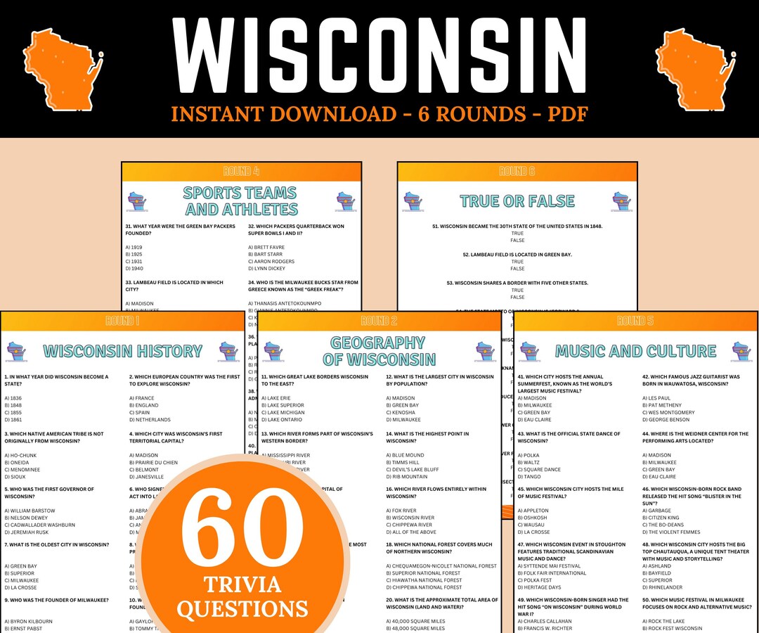 Printable Wisconsin Trivia | Facts About Wisconsin Quiz | Educational ...