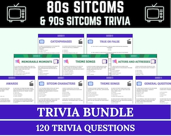80s Sitcoms Trivia & 90s Sitcoms Trivia | Printable Trivia Bundle | 120 Trivia Questions for a Trivia Night | TV Show Quiz | 1990s Trivia