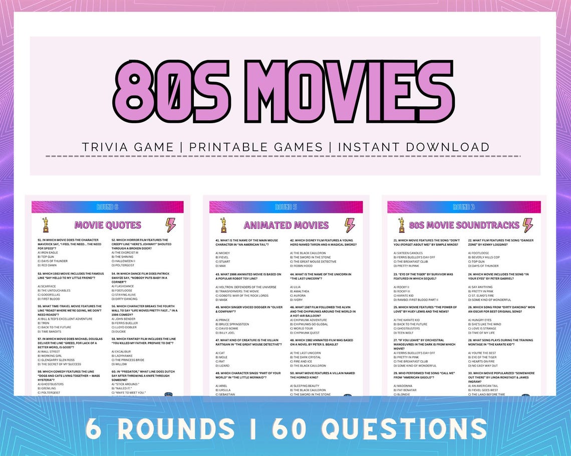 Gift Republic Impressionante 80s Movie Trivia 100 carte domande gioco