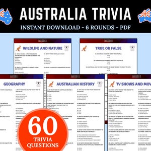 Australia Trivia Game | Australia Day Quiz | Australia Day Activity | Family Day Australia | Australia Games | Printable Australia Questions