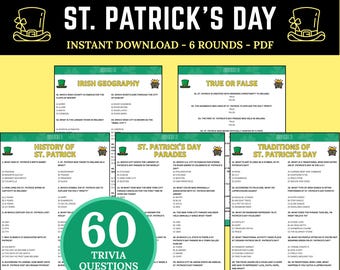 St Patrick's Day Trivia Game | St Paddy's Day Quiz | Irish Party Games | Irish Trivia for Seniors | St Pat's Game | St Patrick's Day Office