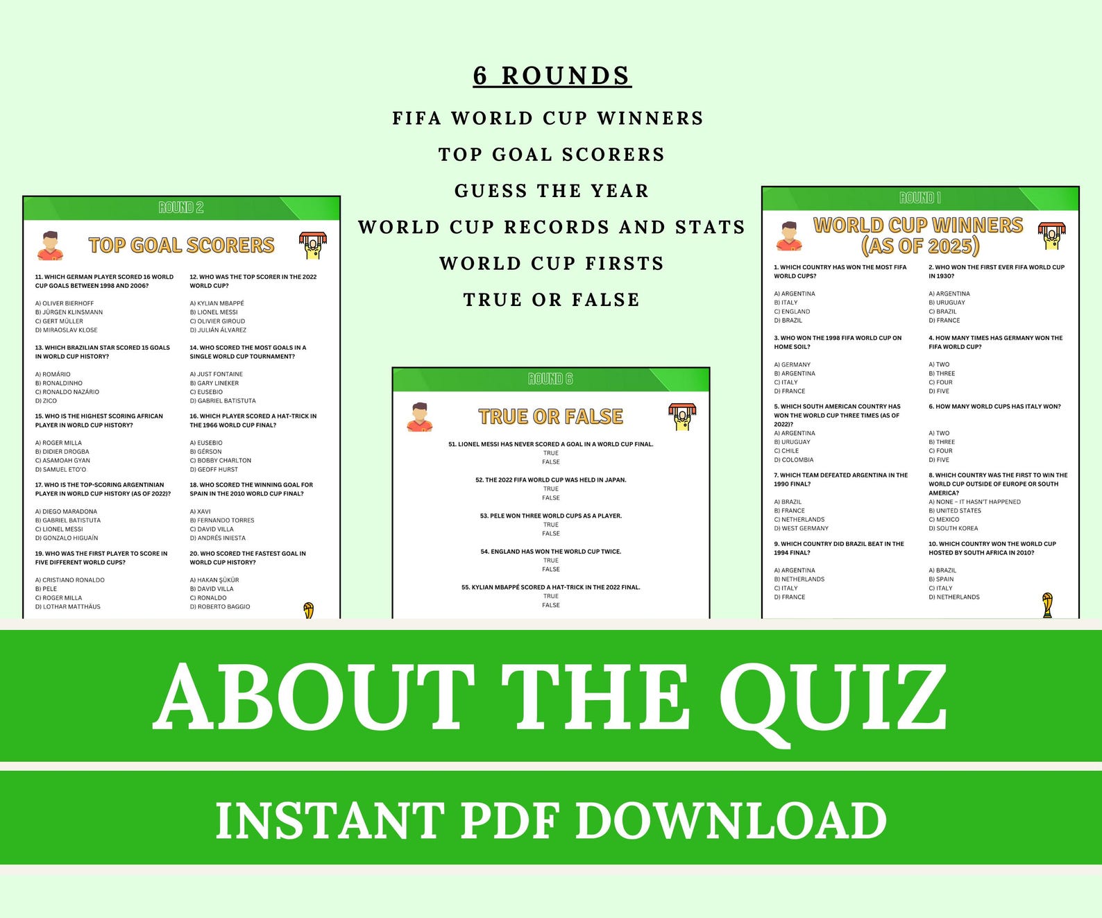 FIFA World Cup Trivia Game, Printable Football World Cup Quiz, Test ...