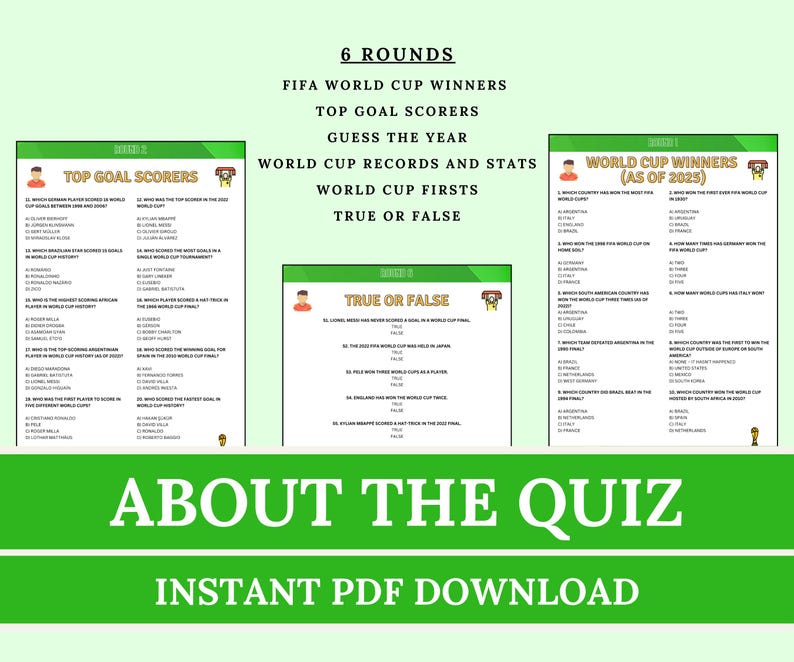 FIFA World Cup Trivia Game, Printable Football World Cup Quiz, Test ...